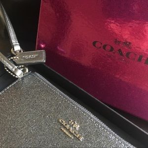 Coach sparkly silver wristlet, cute!